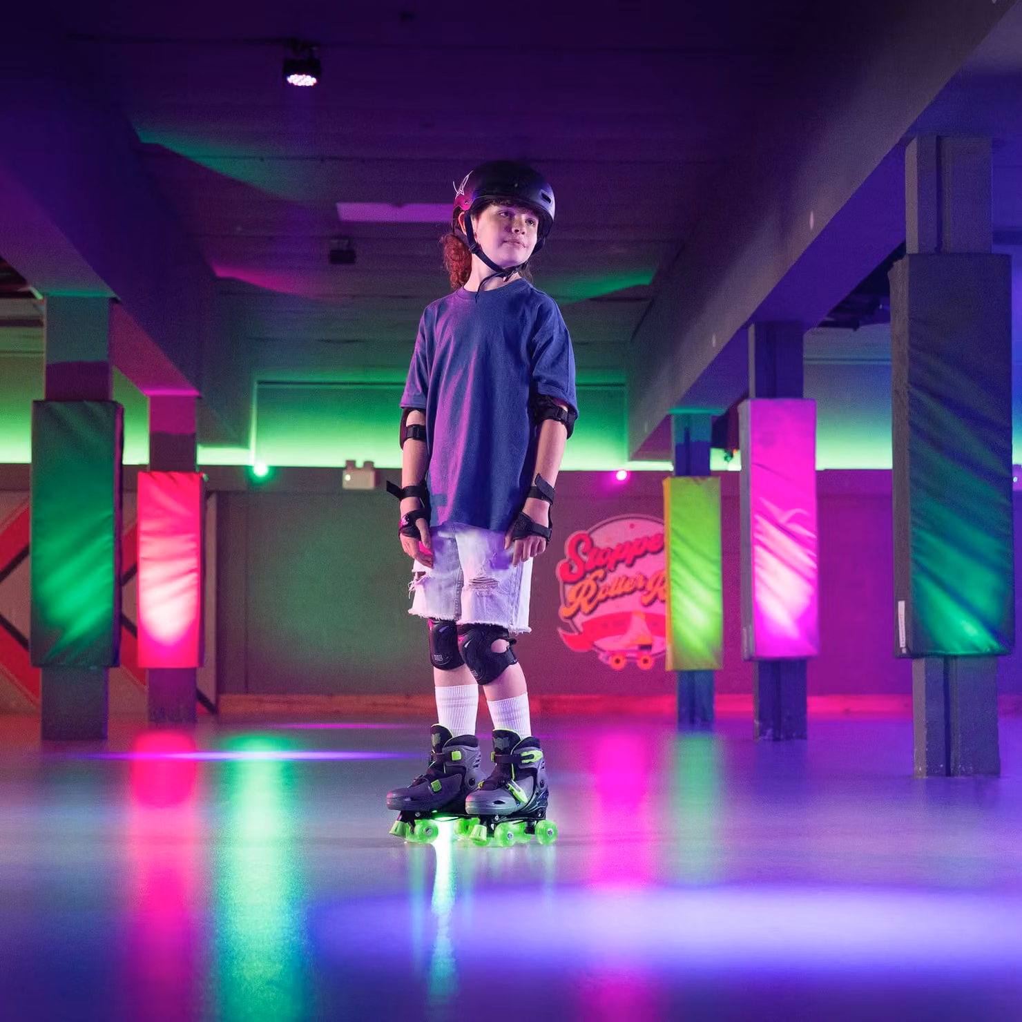 Xootz Kids LED Quad Roller Skates in Green with Height Adjustment and Brake – 3