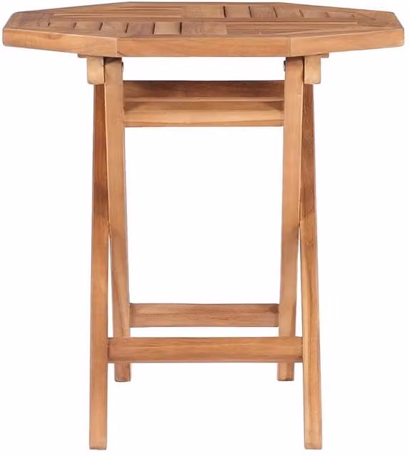 Berkfield Home Durable Folding Garden Table in Brown Solid Teak Wood, W/D/H: 45 x 45 x 45 cm