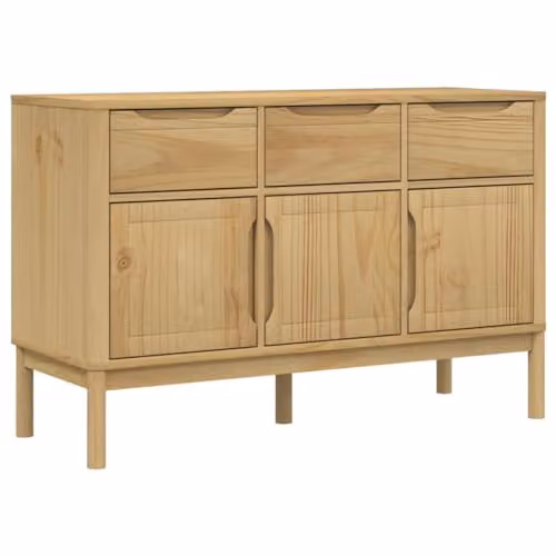 vidaXL FLORO Rustic Sideboard in Wax Brown Solid Pine Wood, W/D/H: 114 x 43 x 74 cm