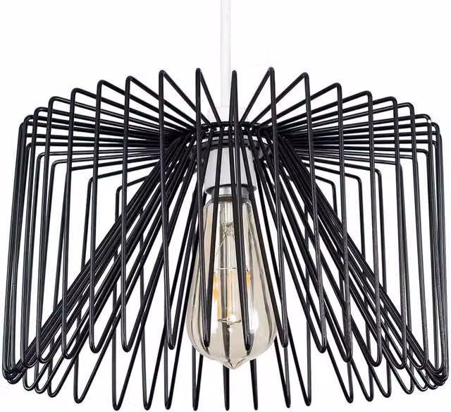 ValueLights Modern Black Metal Wire Cylinder Pendant Light Shade, Diameter: 18 cm, Height: 30 cm
