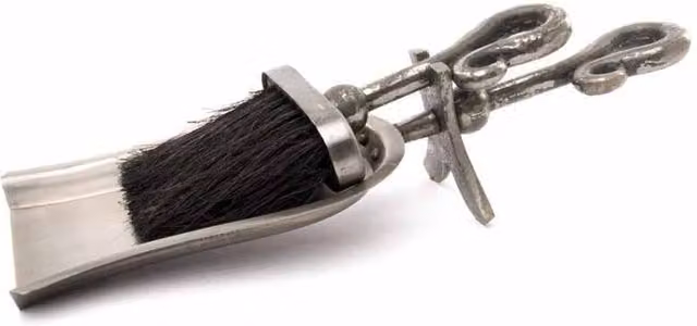 Lemon Pavilion Furniture and Decor Antique Pewter Crook Handled Hearth Tidy in Grey, W37 x D37 x H9 cm