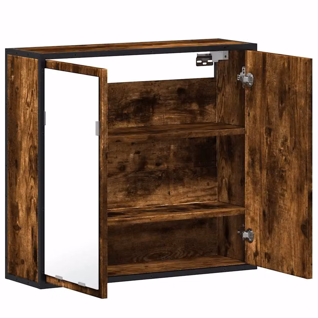 Berkfield Home Smoked Oak Bathroom Mirror Cabinet, Brown, W/D/H: 65 x 20 x 60 cm – 5