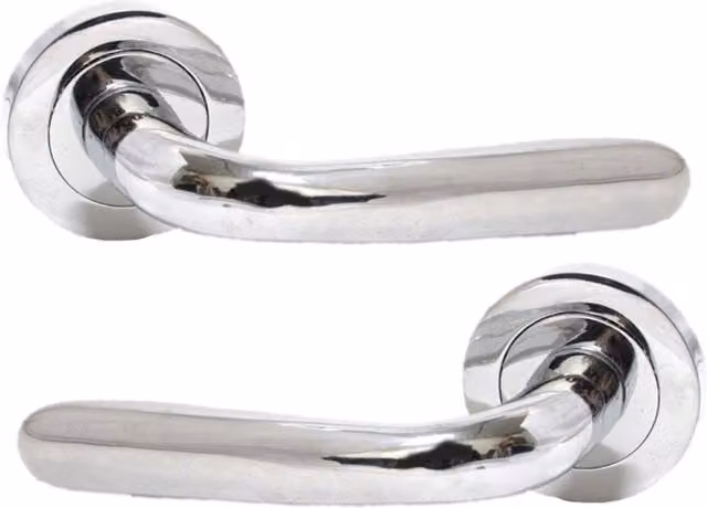 Betley Butterfly Latch Lever Door Handle on Rose in Chrome Silver