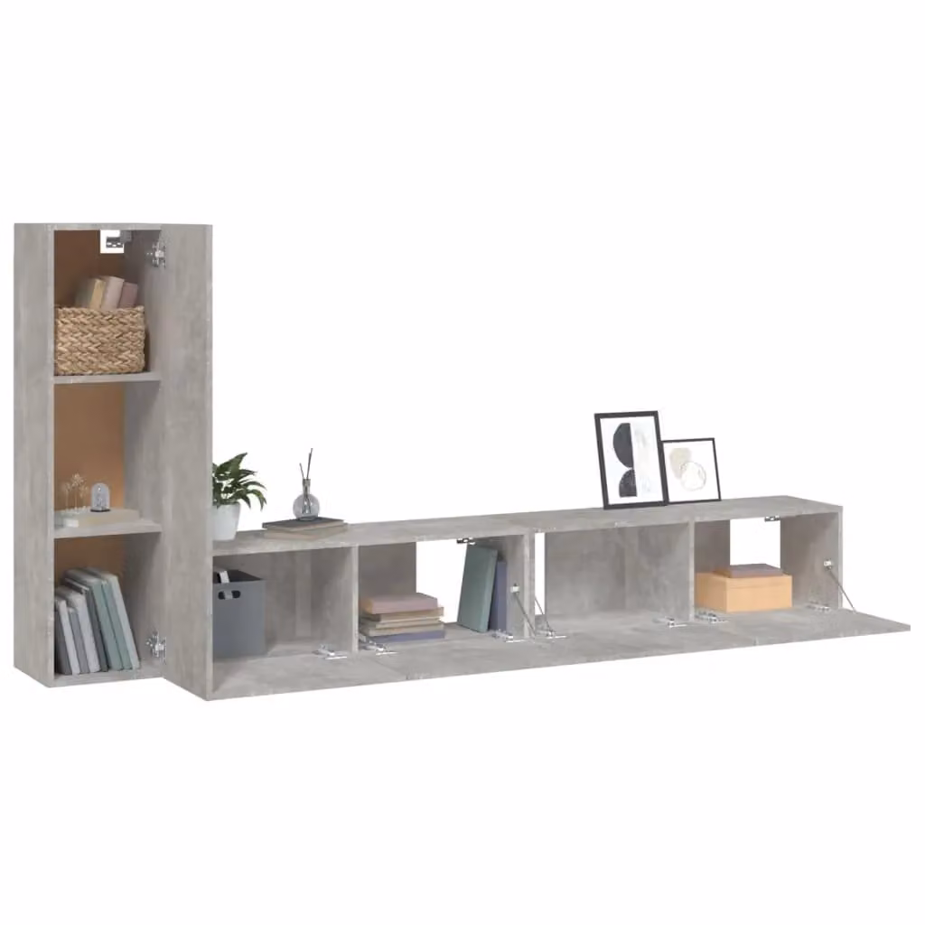 Berkfield Home 3 Piece TV Cabinet Set in Concrete Grey Matt Engineered Wood – 2