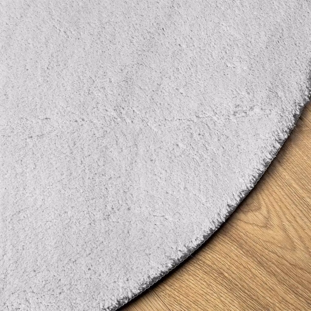 Berkfield Home HUARTE Round Grey Short Pile Washable Polyester Rug, Diameter: 160 cm – 2