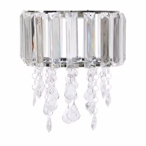ValueLights Mabel Clear Drum Ceiling Pendant Light Shade with 10W Warm White LED Bulb in Silver, Width: 20 cm – 1