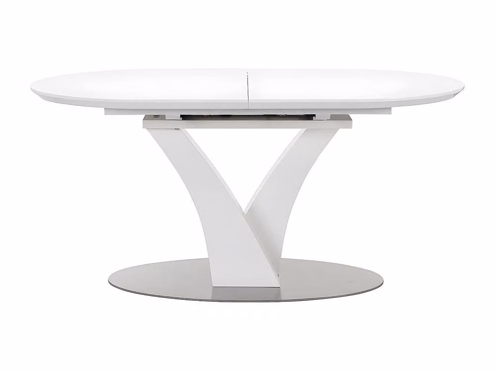 Vente-unique Extendable Oval Dining Table in White with Butterfly Leaf and Central Column, W/D/H: 230 x 95 x 74 cm – 2