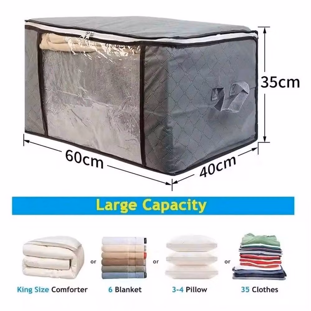 FLAVORA 6-Piece Foldable Clothes Storage Organizer Bags in Grey with Handles – 2