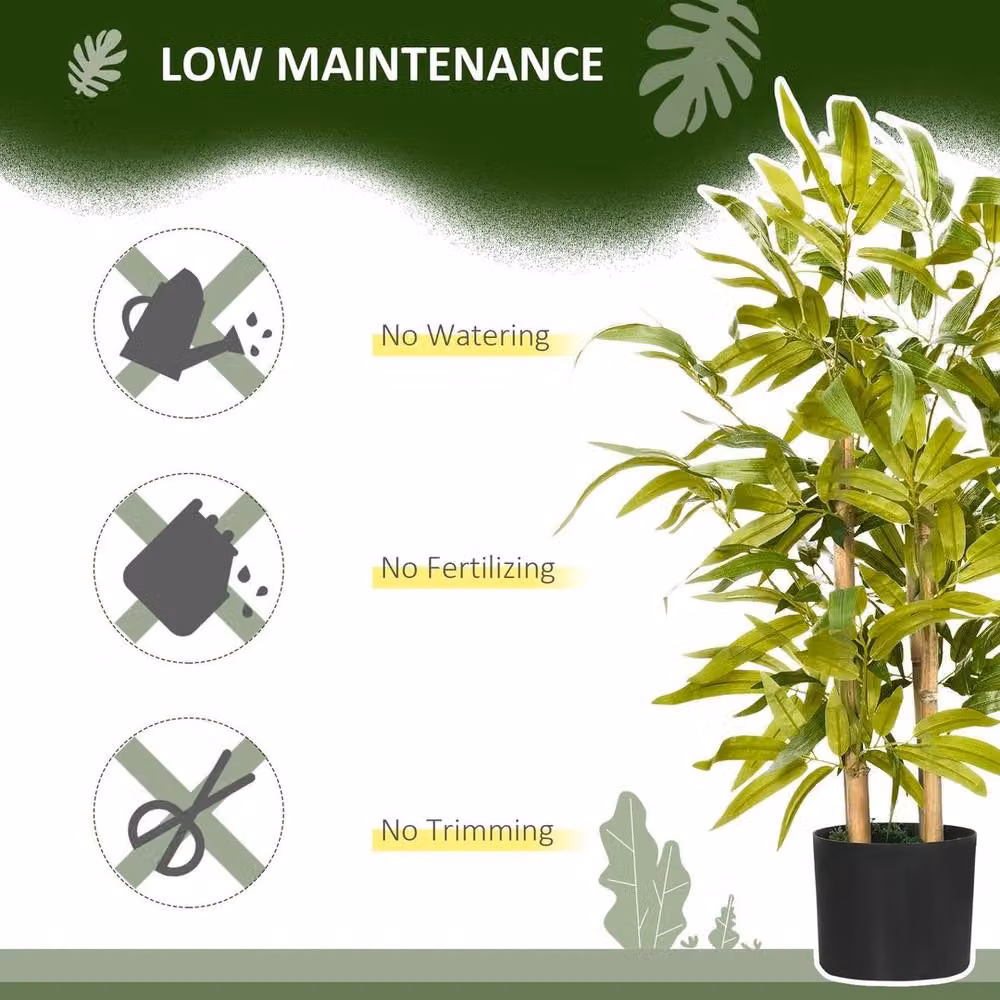 NESTLUNE Set of 2 Green Artificial Bamboo Trees in Pots, Height: 100 cm, Width: 15 cm, Depth: 15 cm – 2