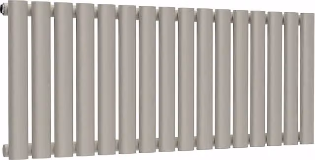 Lux Heat Oval Horizontal Single Wall Mounted Steel Radiator, Dune Grey, H: 40.0 cm x W: 96.0 cm
