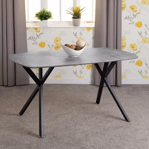 Seconique Athens Rectangular Dining Table in Grey and Black, W: 140 cm, H: 75 cm, D: 80 cm – 2