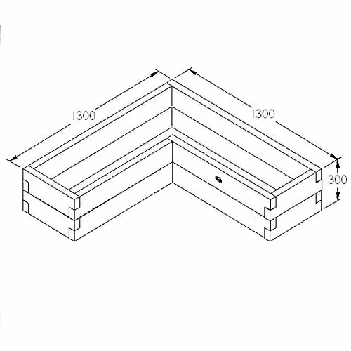 Forest Garden Caledonian Corner Raised Bed, Brown Wooden Vegetable Garden Planter, W: 130 cm, D: 130 cm, H: 28 cm – 2