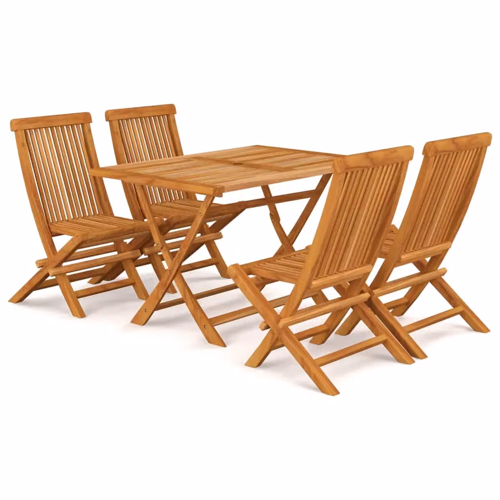 Berkfield Home 5 Piece Garden Dining Set in Brown Solid Teak Wood – 2