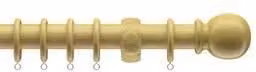 New Edge Blinds Complete Wooden Curtain Pole Set in Light Brown, 180 cm