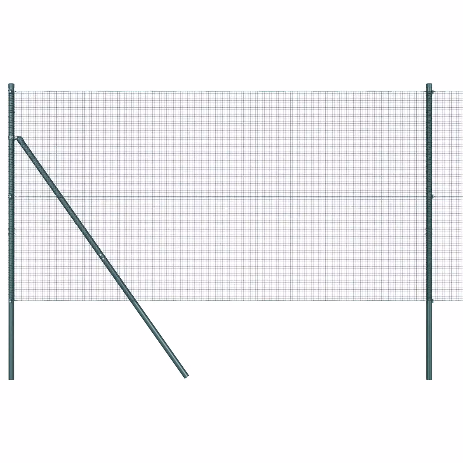 Berkfield Home Green Powder-Coated Steel Welded Wire Fence with 7 Posts, W: 10 m, H: 1.4 m – 2