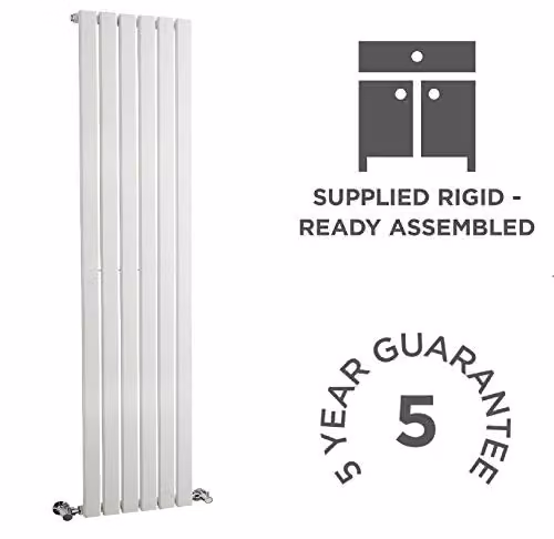 Hudson Reed HLW41 Sloane Modern Vertical Single Panel Designer Bathroom Radiator, White, H: 150 cm, W: 35.4 cm – 5