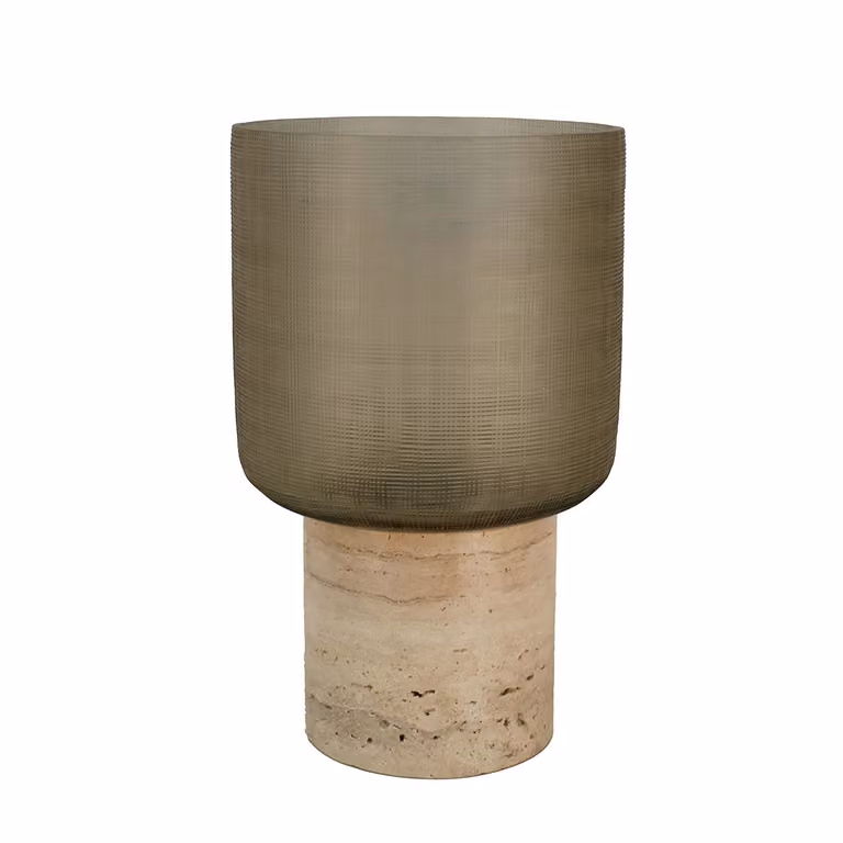 Dome Deco FUJI Hurricane L Grey Glass Tabletop Candle Holder for Tealights and Pillar Candles