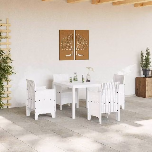 Berkfield Home White Poly Rattan Extendable Square Garden Table W/D/H: 100 x 100 x 73 cm – 1
