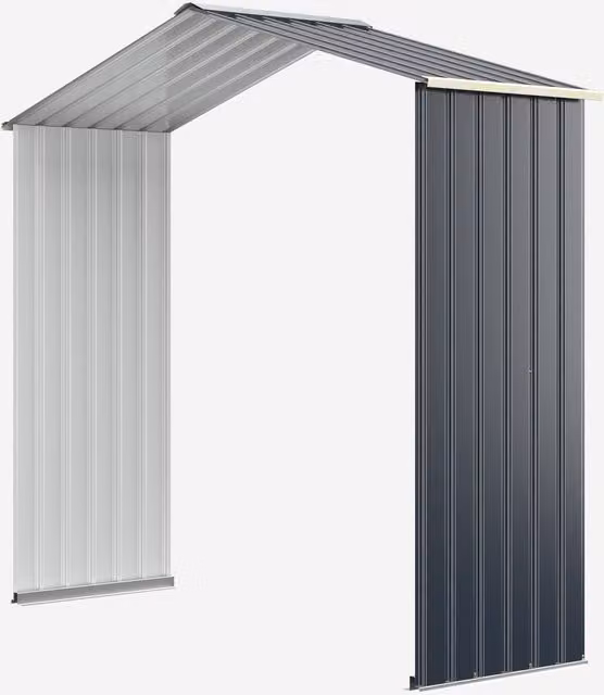 COSTWAY Grey Galvanised Steel Pent Outdoor Storage Shed Extension Kit