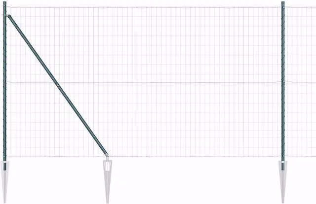 Berkfield Home Euro Fence Green Galvanised Steel with 7 Spike Posts, 1.6 x 10 m