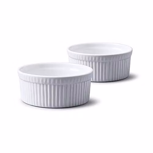 WM Bartleet & Sons Set of 2 White Porcelain Ramekins with Lids, Diameter: 11.5 cm