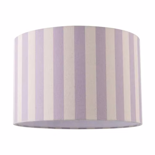 Happy Homewares Modern Linen Striped Drum Lampshade in Lilac, Beige and White, W/D/H: 30 x 30 x 20 cm