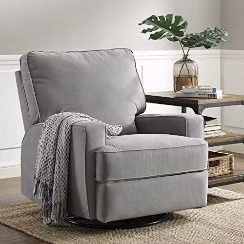 DHP Baby Relax Rylan Swivel Gliding Recliner Chair in Grey, W/D/H: 91 x 83 x 100 cm – 1