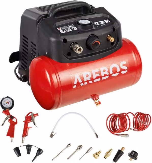 AREBOS 13-Piece Air Compressor Tool Set, Red, 6l