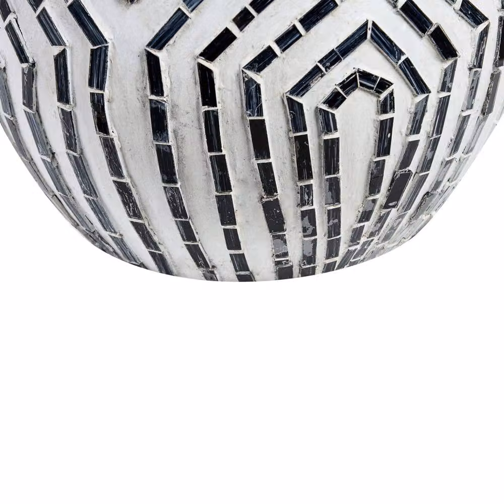 Wyld and Coco Arden Geometric Tabletop Home Vase in Black and White Stoneware with Glass Inlay – 3