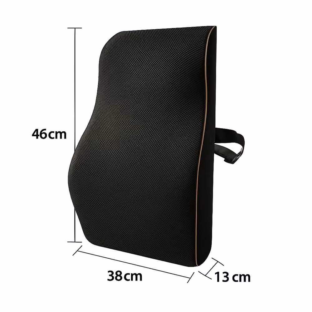 Nordara Black Contoured Memory Foam Lumbar Support Cushion for Office Chairs and Car Seats – 2