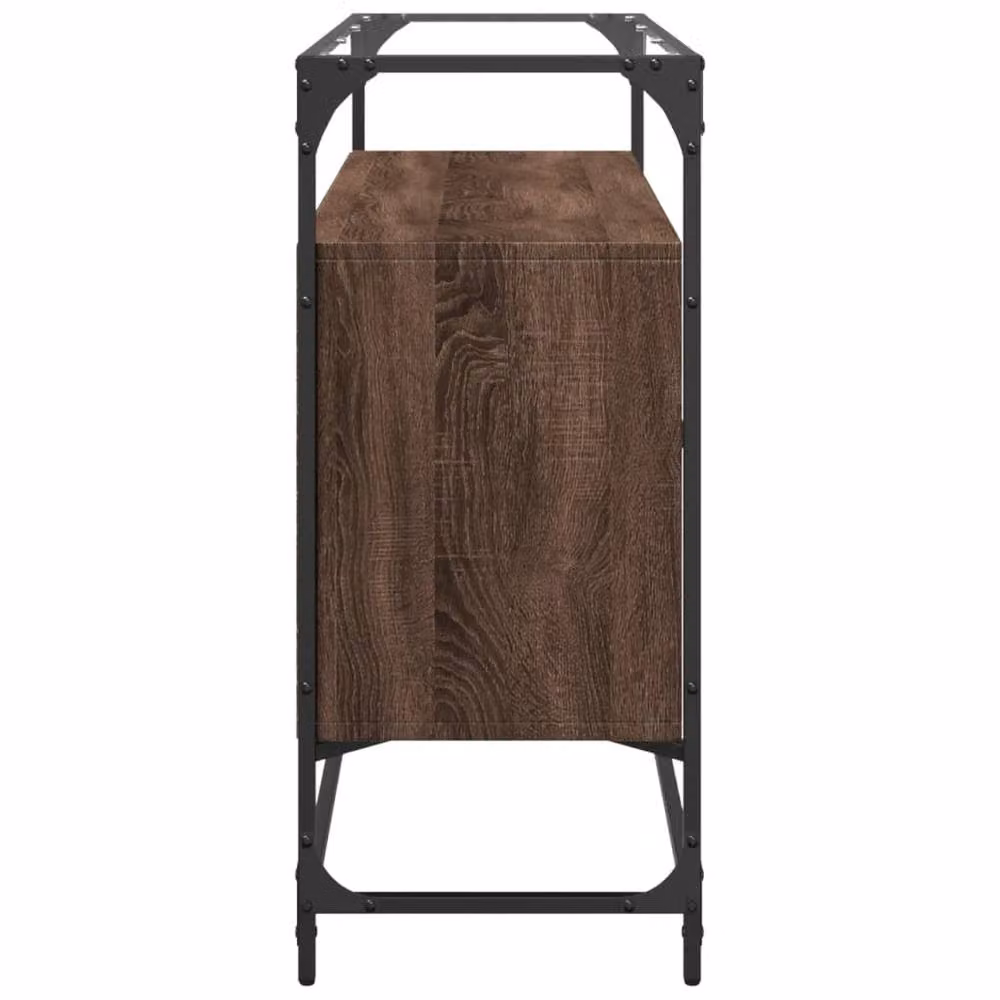 Berkfield Home Brown Oak Sideboard with Glass Top, W/D/H: 98 x 35 x 81 cm – 4