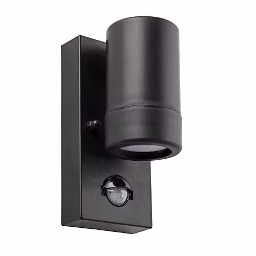 Netlighting Icarus Black Outdoor PIR Motion Sensor Wall Downlight IP44 GU10