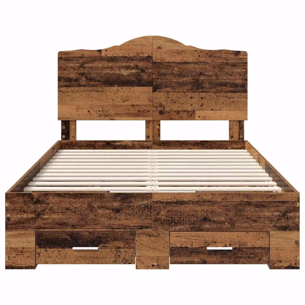 Berkfield Home Modern Bed Frame with Headboard in Brown Engineered Wood W/D/H: 120 x 190 cm – 3