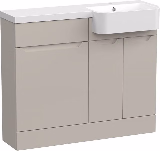 Balterley Teddesley Compact 2 Door Combination Vanity Basin and WC Unit in Matt Grey, W: 100 cm, H: 85.5 cm