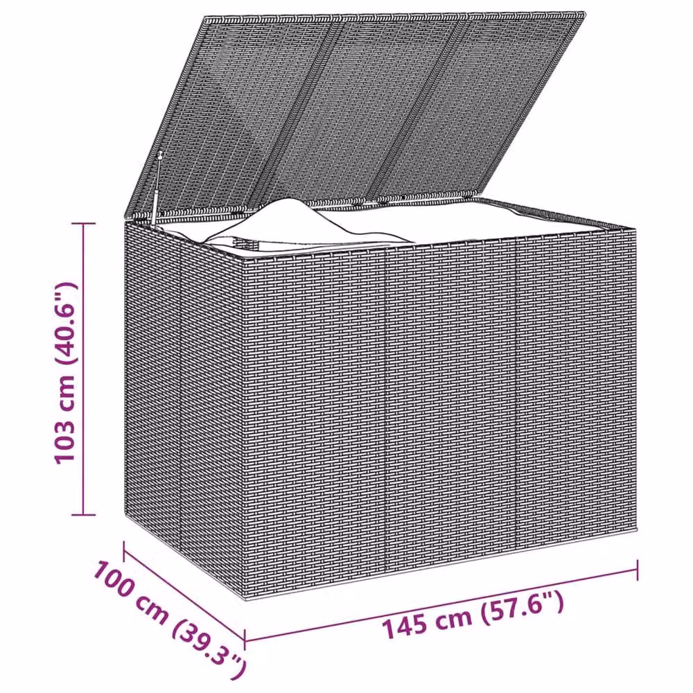Berkfield Home Garden Cushion Box in Black PE Rattan with Soft Close Lid, W/D/H: 145 x 100 x 103 cm – 5