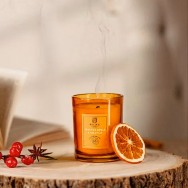 Marco Paul Orange Scented Glass Jar Candle with Fruity and Spicy Notes, 20h Burn Time