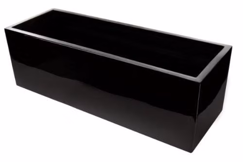 Primrose Black Gel Coated Fibreglass Trough Garden Planter H: 24 cm, L: 80 cm