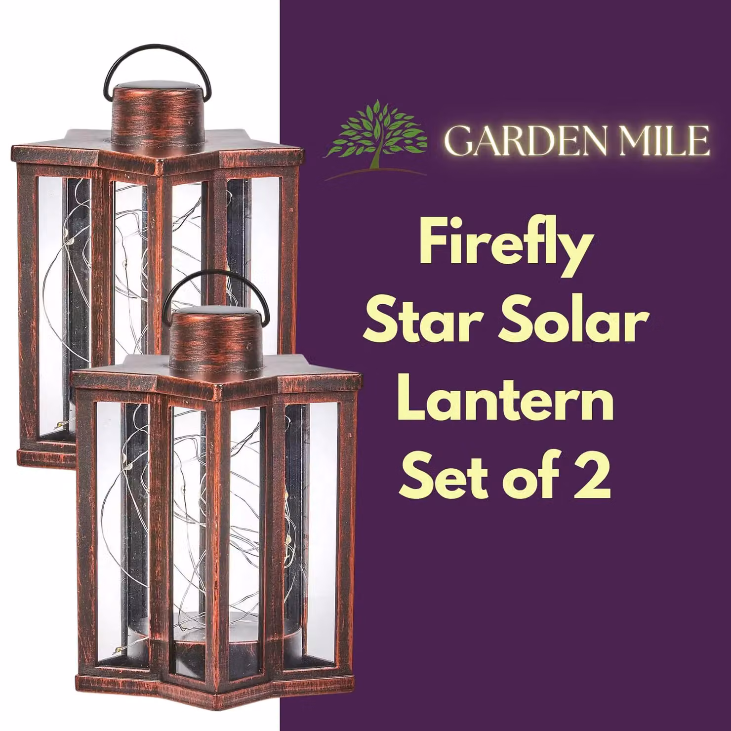 Marco Paul Solar Firefly Star Lanterns, 2 Pack, Bronze – 3