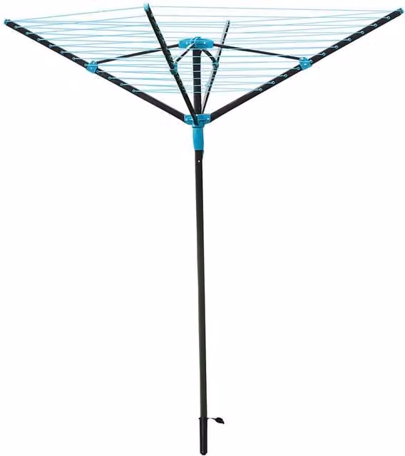JVL 4 Arm Powder Coated Steel Rotary Airer in Grey – 1
