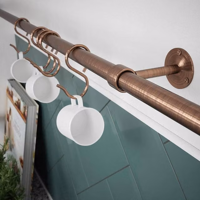 Rothley Antique Copper Adjustable Easy Fit Kitchen Utensil Rail Kit, Width: 100 cm
