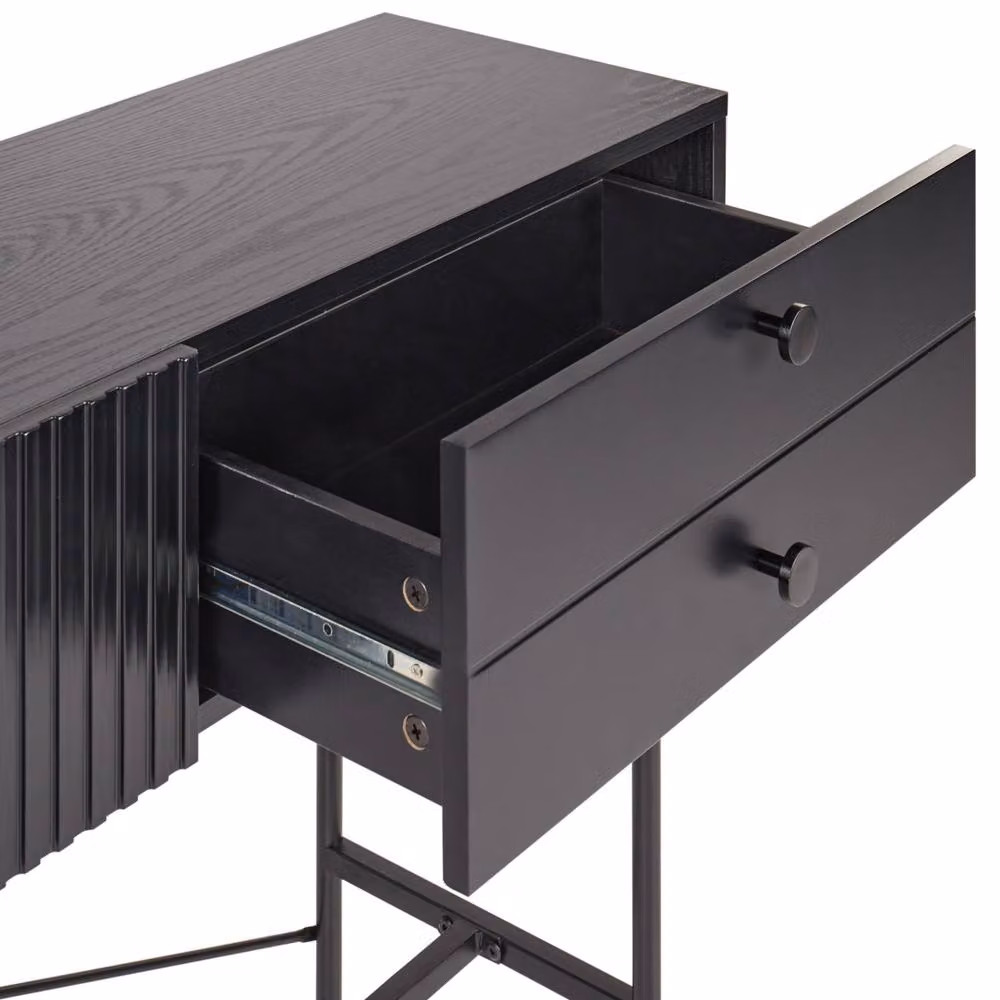 Wyld and Coco 3-Drawer Console Table in Black MDF, W: 100 cm, D: 30 cm – 4