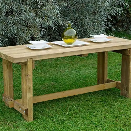 Forest Garden Rustic Brown Pressure Treated Wood Refectory Garden Table, Width: 180 cm – 2