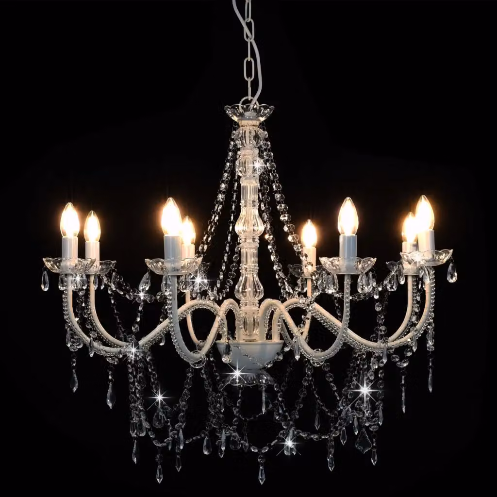 Berkfield Home White Crystal and Metal Chandelier with 8 x E14 Bulbs – 2