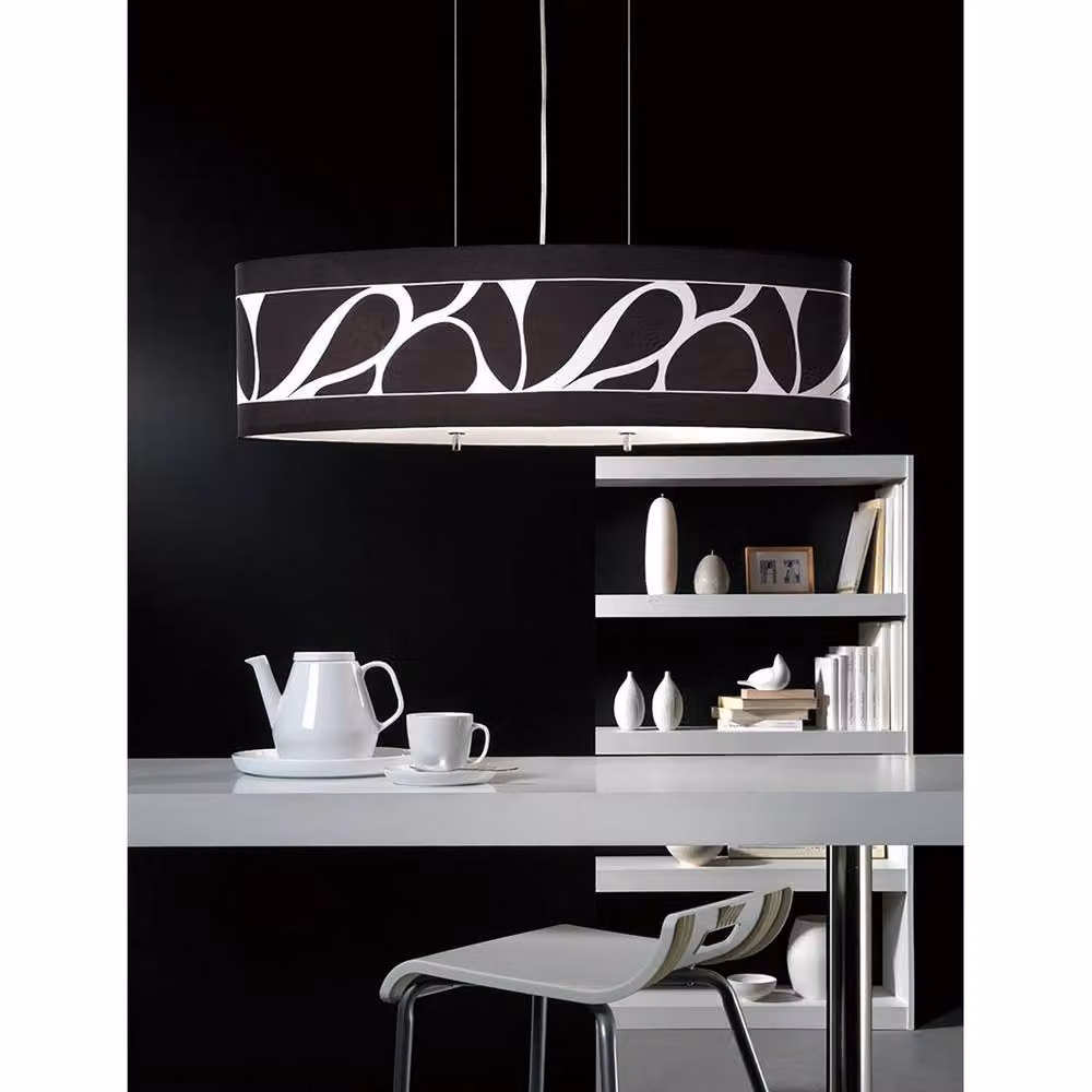 Netlighting Manhattan Linear Pendant Large Chrome and Black 3 Light with Frosted Glass – 2