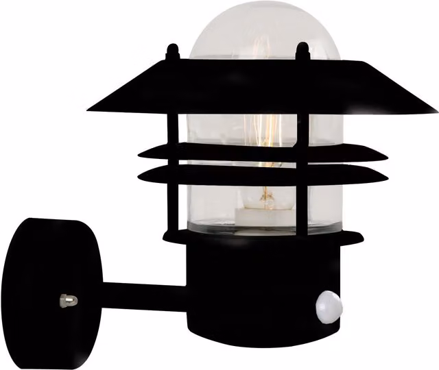 Nordlux Blok Black Metal Outdoor Wall Light with Motion and Dusk Sensor, E27, IP54 – 1