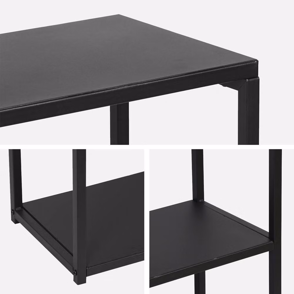 Sweek 3-Level Industrial Metal Shelving Unit in Matt Black – 3