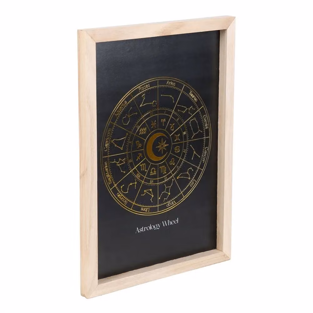 Something Different Astrology Wheel Framed Print in Black, W/H: 35.0 x 25.0 cm – 2