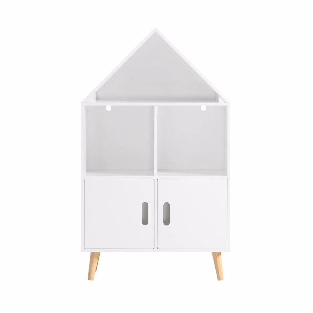 SoBuy House-Shaped Childrens Bookcase in White Scandi Style MDF – 2