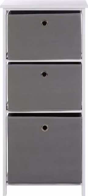 Orsina Nordic Style Grey Fabric and Metal 3-Drawer Cabinet – 1