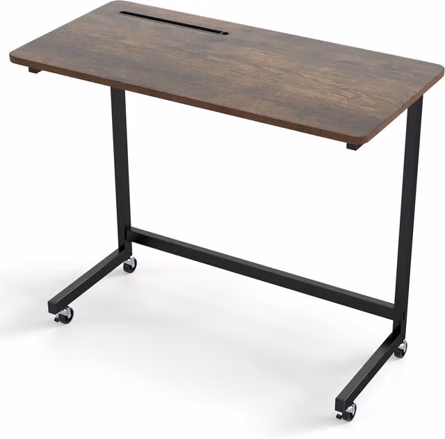 COSTWAY Brown Mobile Side Table with Castors